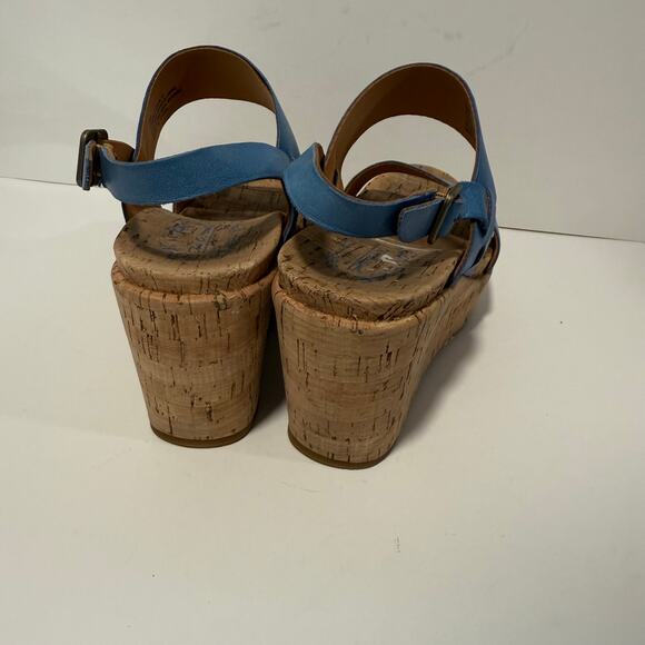 Kork-Ease Austin Wedge Heel Sandals Blue Tan Strap Cork Heel Size 8 - Picture 6 of 8